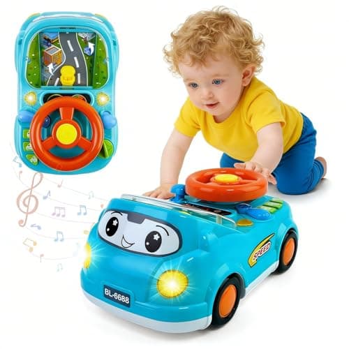 DELUTIQUE Toys for 1 + Year Old Boy,Toddler Racing Car Steering Wheel Toy with Sound & Light,Car Toys for Toddlers 1-3,Gift for 1 2 3 Years Old Boys Girls (Blue) - Image 1