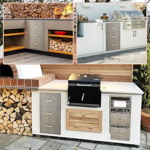 GarveeTech Outdoor Kitchen Drawers, Stainless Steel, 17" W x 30" H x 21" D, Flush Mount BBQ Island Drawer for Grill Station, Weather-Resistant, Built-in Paper Towel Holder - Thumbnail 5