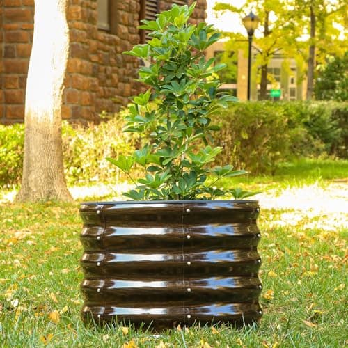 SnugNiture Raised Garden Bed, 2 PCS 2×2×1.5ft Round Galvanized Outdoor Planter Box, 17" Tall Deep Metal Garden Bed Kit for Planting Vegetables, Fruits, Flowers, Brown - Thumbnail 5
