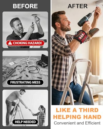 Father Day Gifts from Daughter Wife Son Magnetic Wristband: Men Tool Gifts for Men Him Belt Magnet Wrist for Holding Screws Nails Cool Gadgets Ideas Grandpa Father Day Gifts for Husband Dad Papa - Thumbnail 2