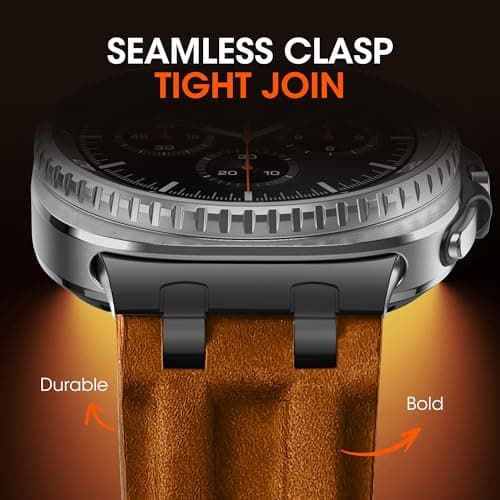 Leather Band for Samsung Galaxy Watch Ultra 47mm/8 7 6 5 4 FE 40mm 44mm - Thumbnail 3