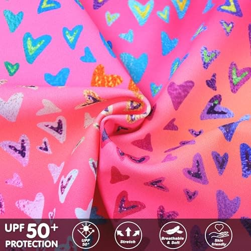 XFGIRLS Girls Rash Guard Set Long Sleeve Two Piece Swimsuit with UPF 50+ Sun Protection for Girls 5T 6T - Thumbnail 5