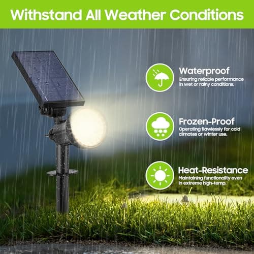 Solar Spot Lights Outdoor Waterproof, Upgraded 3-Level Ultra Bright LED Spotlights for Landscape, Solar Powered Garden Uplights for Wall, Tree, Pathway, Yard, Patio, Auto On/Off - 4 Pack (Warm White) - Thumbnail 5