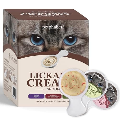PETPHABET Lickable Cat Treats Spoon, 36 Count Creamy Puree Kitten Treats Variety Pack, Functional Wet Paste Cat Snacks for Skin & Coat Support, Hairball Relief, Urinary Health, Grain-Free Kitty Treat