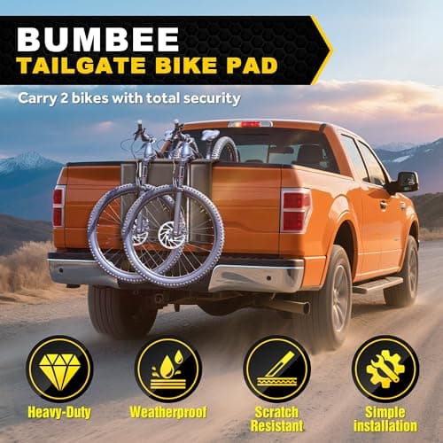Bumbee Tailgate Bike Pad - Holds 2 Mountain Bikes with Reflective Safety Strips & 2Tool Pockets, for Outdoor Bicycle Transportation - Thumbnail 4