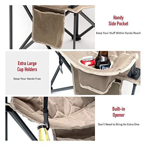 SUNNYFEEL XXL Oversized Camping Chair Heavy Duty 500 LBS for Big Tall People Above 6'4 Padded Portable Folding Sports Lawn Chairs with Armrest Cup Holder & Pocket for Outdoor/Travel/Picnic/Camp - Thumbnail 6