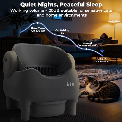 KITPLUS Self Cleaning Litter Box, Automatic Cat Litter Box with APP Control, Odor-Free Waste Disposal Includes Trash Bags, Large Waste Bin, Open-Top, for Multiple Cats - Thumbnail 5