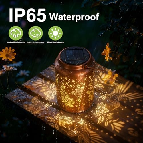 Gifts for Mom 2 Pack Solar Lights Outdoor Garden Decor for Outside, Hummingbird Solar Lantern Outdoor Waetrproof for Outdoor Decor, Pathway, Yard, Patio Landscape Lighting - Thumbnail 3