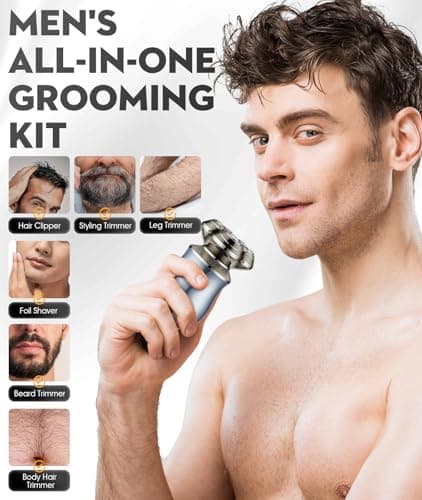 Irosiy Electric Razor for Men, 3D Floating Blade Shaver with 9000 RPM High Speed, IPX7 Waterproof, 60-Day Battery Life, Compact Portable Wet/Dry Electric Shaver - Thumbnail 6