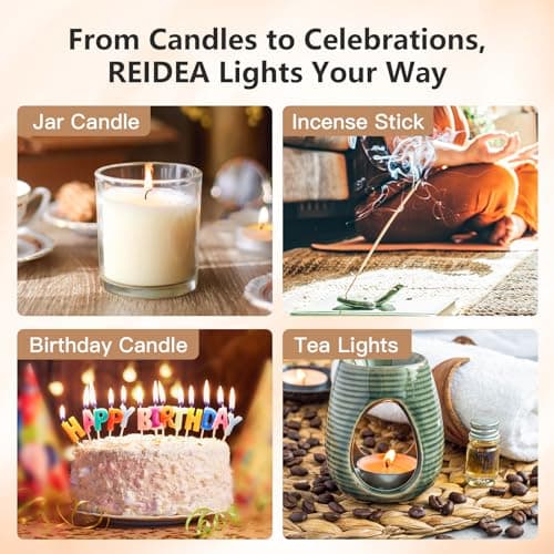 REIDEA Electric Lighter Gift for Candle Lovers, Windproof Flameless USB Rechargeable Arc Retractable Lighter with Safe Button and Power Indicator for Candle, BBQ and Fireworks, R1 Flat, Obsidian Black - Thumbnail 6