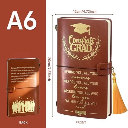 Graduation Gifts Leather Journal Notebook for Her Him, Class of 2026 Senior High School College Masters Degree Phd Nurse Inspirational Graduation Gift Ideas for Women Men Student Graduate Travel - Thumbnail 2