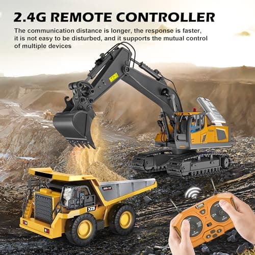 ADTHLIER Remote Control Excavator Toy for Boys 6-11 yrs Old,11-Channel RC Excavator Toy,with Metal Shovel,2.4Ghz RC Construction Vehicle,Ideal Gifts for Kids on - Thumbnail 4
