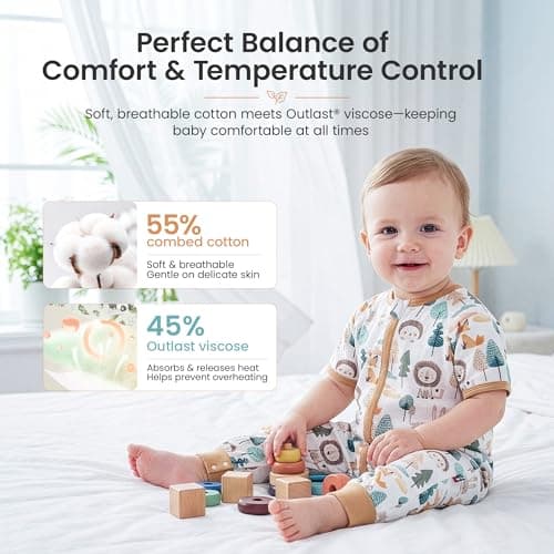 i-baby Outlast® Toddler Sleep Sack with Legs, 0.5 TOG Lightweight Muslin Baby Wearable Blanket, Walker Sleeping Sack with Outlast Temperature Regulation, Sleeping Bag with 2-Way Zipper 1-2T - Thumbnail 4