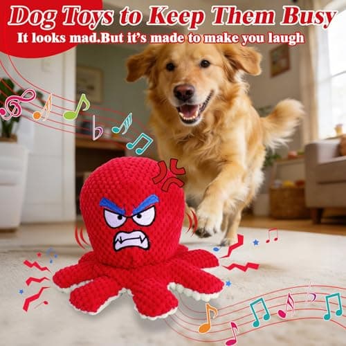 Mity rain Interactive Dog Toys with Thicken Plush, Moving Dog Toy with Recording Mode Shaking & Singing Mode Bouncing, Funny Ball Jumping to Keep Them Busy & Chase, Rechargeable (Octopus) - Thumbnail 4