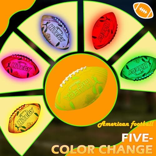 MPMVP Glow in The Dark Football Light Up Football | USB-C Rechargeable LED Ball with Pump | Night Game Ball for Indoor & Outdoor Play | Gift Ready for Boys & Kids (Mesh Fabric) - Thumbnail 4