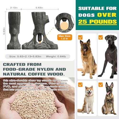Bully Stick Holder for Dogs, Tough Chew Toy for Aggressive Chewers, Anti-Choking Dog Stick Holder Made of Food-Grade Nylon & Coffee Wood Fiber, Dishwasher Safe Durable Dog Toy for Large Dogs - Thumbnail 4
