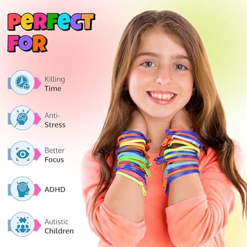 UpBrands 30 Valentine's Day Cards for Kids School & Fidget Zipper Bracelets Party Favors Toys, Bulk Valentine's Day Gifts for Kids, Classroom Exchange Gifts - Thumbnail 2