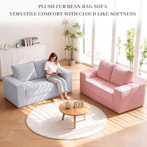 HABUTWAY Convertible Folding Sofa Bed Couch,3 in 1 Pull Out Couch Bed,Loveseat Sleeper Sofa Bed,Boneless Couches with Pillows for Living Room Bedroom, Light Grey - Thumbnail 5