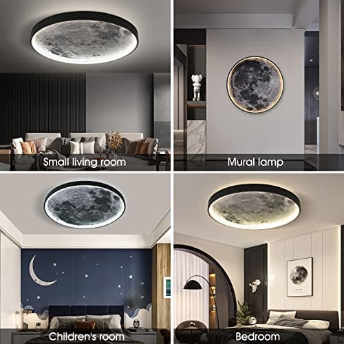 AHAWILL Flush Mount Led Dimmable Ceiling Light Fixture with Remote Control,23.6 "Wall Mounted Decorative Moon Ceiling Light for Bedrooms and Living Rooms.(50W) - Thumbnail 3
