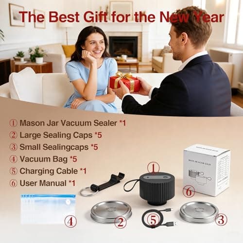 Electric Mason Jar Vacuum Sealer kit 3-in-1 Portable Vacuum Sealing for Jars Lids, Bags & Containers | Ideal for Fresh Produce, Dry Foods, Meats & Meal Prep (Black) - Thumbnail 2