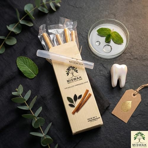 MISWAK Premium Natural Sticks 3 Pack with Vacuum Holder - Authentic Peelu Wood (Salvadora Persica) Herbal Tooth Sticks for Teeth Whitening, Fresh Breath & Gum Care - Thumbnail 2