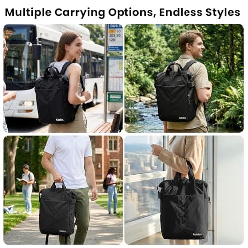 Kabibin Backpack for Women Men, Ultra Lightweight Waterproof Carry-On Daypack with 15.6in Laptop Compartment for College Travel Work (Black) - Thumbnail 6