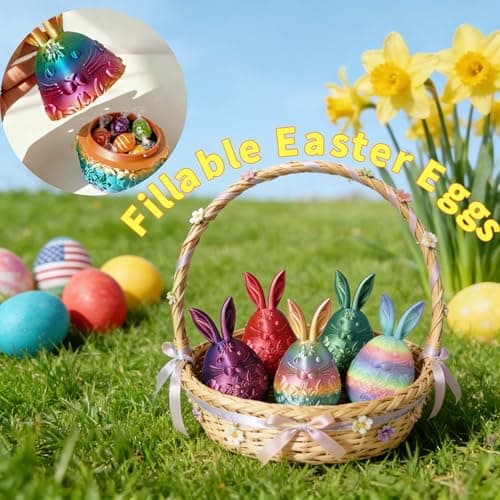 JimZePong 3D Printed Easter Eggs with Bunny Inside, Prefilled Easter Bunny Egg Alternative, 3D Printed Articulated Rabbit Surprise Egg for Easter Hunt, Baskets & Spring Decor (1Egg，1Bunny) - Thumbnail 6