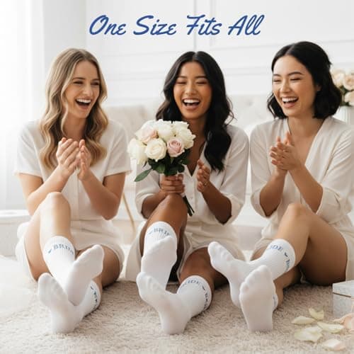 Bride Socks for Women, Bride To Be Something Blue Gift, Bride Gifts for Bachelorette, Bridal Shower Party, Engagement, Wedding, Soft Cotton Universal Size Bridal Socks, Bride Gift Box Essential - Thumbnail 5