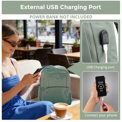 Swissdigital Design Travel Backpack for Women, 15.6 inch Laptop College Grayish Medium Simple Modern Backpacks for School with USB Charging Port for Womens Girls | SD1711-27 - Thumbnail 4