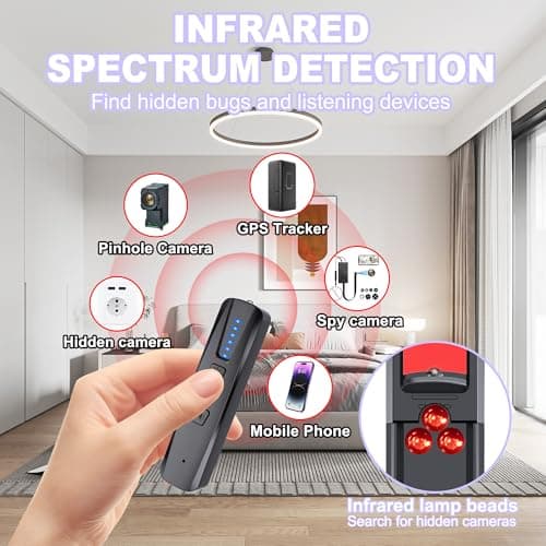 JZDCB Hidden Camera Detector & GPS Tracker Finder | Spy Camera Detector with RF Signal Detection for Travel, Hotel, Car | Anti-Spy Bug Detector & Wireless Camera Finder(Black) - Thumbnail 3