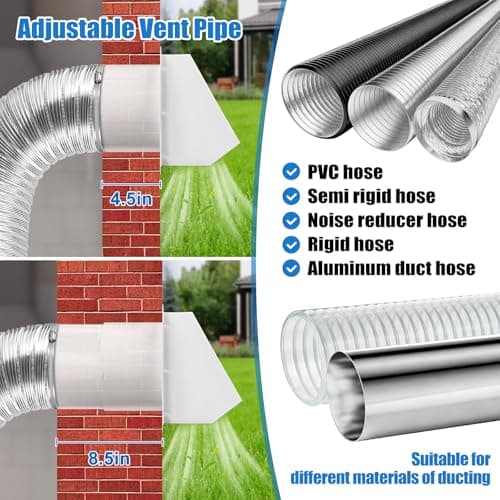 8 Inch Microwave Wall Vent Cover for Range Hood Exterior Wall Vent Microwave Exhaust,Kitchen Bath HVAC Duct Air Ventilation, Outside Vent Cover Fits 8’’ Round Duct - Thumbnail 4