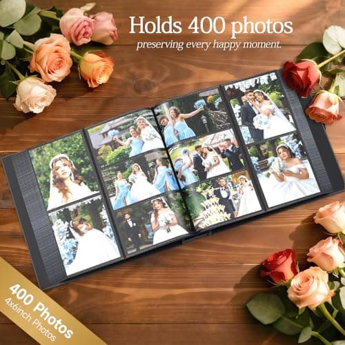 Barsone Linen Wedding Photo Album 4x6 with 400 Pockets(Large Capacity Customizable Memory Book, Custom Engraved Cover, Bridal Photo Album for Engagement, Gifts & Memory Keepsake) - Thumbnail 4
