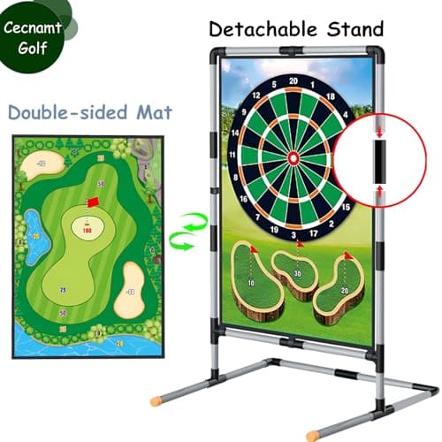 Cecnamt Golf Chipping Game - Battle Golf with Double-Sided Hitting Mat & Stand, Chip Sticky Practice Game for Adults & Kids, Indoor & Outdoor - Thumbnail 6