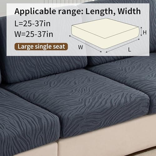 UWWGKK Stretch Couch Cover for Sectional Sofa - Multiple Patterns & Colors,Sofa Cover Design for L-Shaped Couches,Dark Grey SBW Large Single Seat(1 Pcs for Large) - Thumbnail 5
