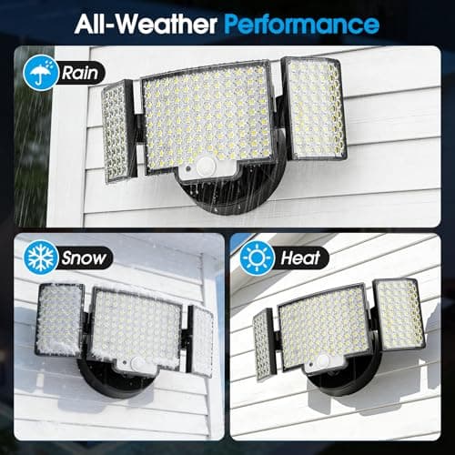 Outdoor Hardwired Motion Sensor Light, 6500K, 6600LM, Security Flood Lights Motion Detector Dusk To Dawn Light, IP65 Waterproof, 220 LEDs Floodlight With Remote Control For Garage, Yard, Porch - Thumbnail 6