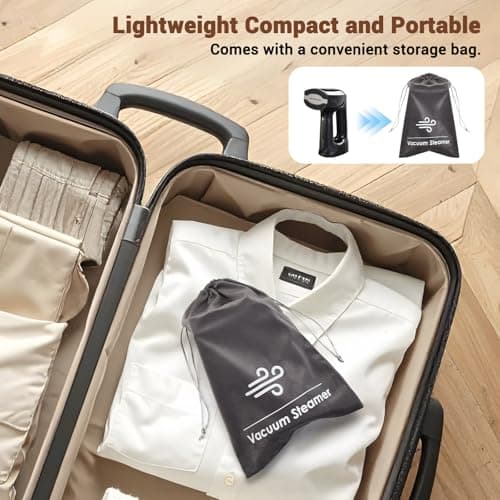 Vacuum Steamer for Clothes, 3200Pa Suction Handheld Clothes Steamer, Dual Mode, LED Display, Portable Travel Steamers for Clothes, Steaming & Ironing 2 In 1, 160ml Water Tank (for 110-120V) - Black - Thumbnail 6