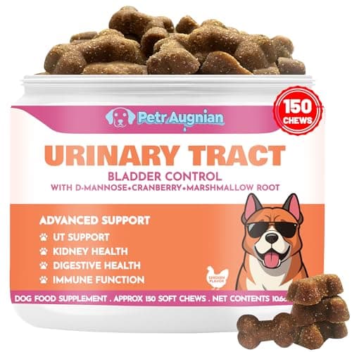 Dog Urinary Tract Supplement & Natural UTI Medicine Cranberry & D-Mannose -Kidney+Bladder Support - Best Prevention Incontinence & Bladder Stones-Cranberry Supplement - 150 Chews