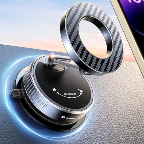 Viccux 2026 Upgraded Vacuum Magnetic Phone Holder for Car [89LB Vacuum Suction+2400GF Strong Magnetic] 360° Adjustable Car Phone Holder for MagSafe,Dashboard Suction Cup Phone Mount for iPhone 17/16 - Image 1