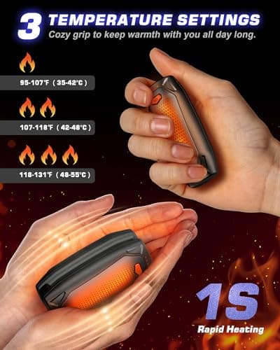 Kesguar Hand Warmers Rechargeable - 2 Pack 14000mAh AI Electric Hand Warmers with Charging Case, Magnetic 2 in 1 Pocket Handwarmers, Portable Heater Gifts for Women/Men/Golf/Camping/Hunting - Thumbnail 5
