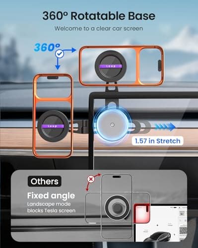 LOXP Upgrade Tesla Phone Mount [Strong Magnetic & Foldable] MagSafe Car Mount for Tesla Model 3/Y/Juniper, 360 Rotating Tesla Phone Holder Fits for iPhone 17 16 15 Pro Max, Tesla Accessories - Thumbnail 4