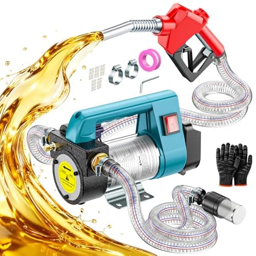 DIYtoolifz 12 GPM Cordless Fuel Transfer Pump Compatible with Makita 18V Battery, Battery-Powered Transfer Pump with Auto-Stop Nozzle for Diesel, Kerosene, 6.6 FT Hoses Electric Pump Kit, Bare Tool - Image 1