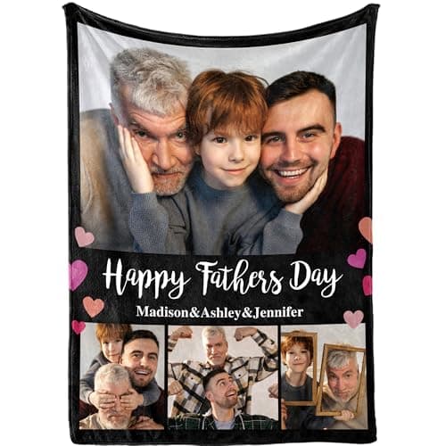 ThermoThrill Father Day Blanket Gifts Custom Blankets with Photos Dad Gifts Personalized Picture Throw Blanket for Daddy Father Grandpa - Image 1