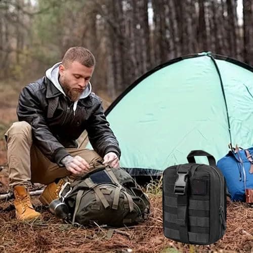 Tactical Emergency First Aid Kit: MOLLE Admin Pouch IFAK with Vented Chest Seal,6" Israeli Bandage, Splint, Thermal Blanket & Gloves - Camp Travel Car Medic Kit - Thumbnail 5