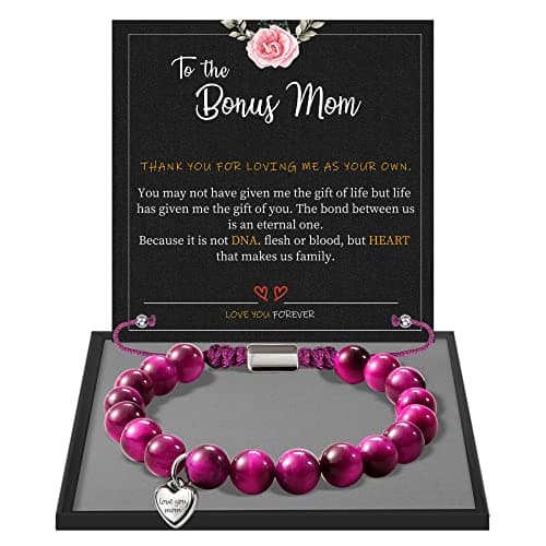 Btysun Bonus Mom Mothers Day Gifts, Bonus Mom Gifts Beaded Bracelets for Women Adjustable Purple Braided Bracelet Stepmom 50th 60th 60th 70th Birthday Thanksgiving Anniversary Christmas Jewelry - Image 1