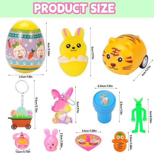 PLOUGVI 100 Pcs Prefilled Easter Eggs with Toys, Filled with Toys Party Favors for Kids Boys Girls Easter Eggs Hunt, Basket Stuffers Fillers, Classroom Prize Supplies - Thumbnail 3
