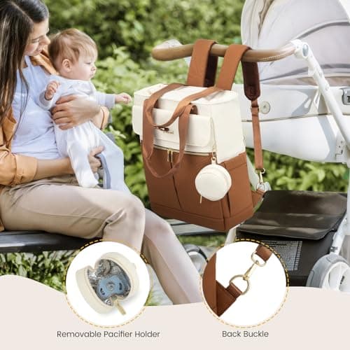LOVEVOOK Diaper Bag Backpack,Diaper Tote Bag with Insulated Pockets,Bag with Changing Pad,Large Bag with Pacifier Case,15.6 Inch Anti-Theft Laptop Backpack for Women - Thumbnail 5