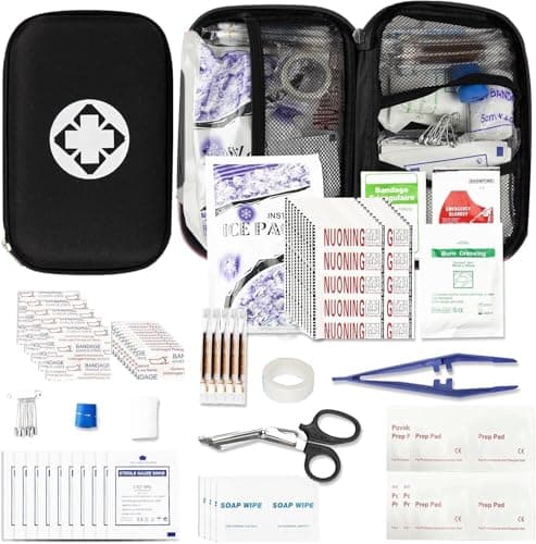 279PCS Small Travel First Aid Kit Supplies for Business, First Aid Emergency Set Backpacking Essentials Items Trauma Survival Kits for Outdoor Adventure, Black AMORNING - Image 1