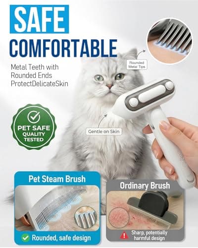 Spray Deshedding Brush for Cats & Dogs, 2-in-1 Mist Grooming Tool with Undercoat Removal, Anti-Static Pet Hair Remover, Gentle Stainless Steel Comb, No Flying Fur, Self Cleaning - Thumbnail 3
