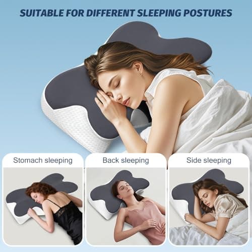 Jpoht Cervical Neck Pillow for Neck Pain Relief, Ergonomic Neck Pillow for Sleeping,Contour Memory Foam Side Sleeper Pillow for Shoulder Pain with Breathable Pillowcase - Thumbnail 5