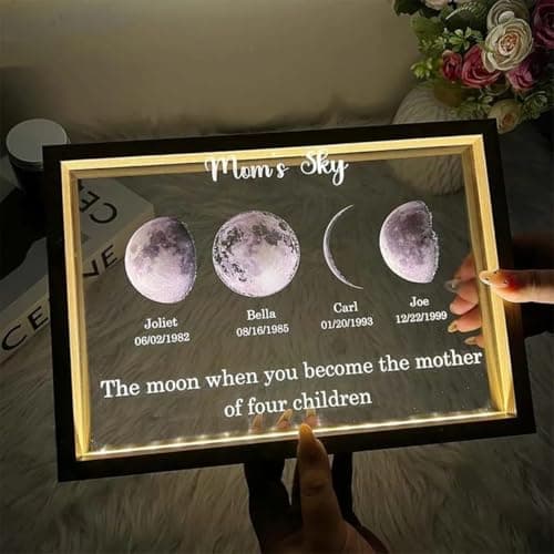 CraffBase Mommy's Universe Light Frame Custom Moms Sky Led Light Box LED Picture Frame Mothers Day Moon Phase Gifts for Mom Grandma Christmas - Thumbnail 5